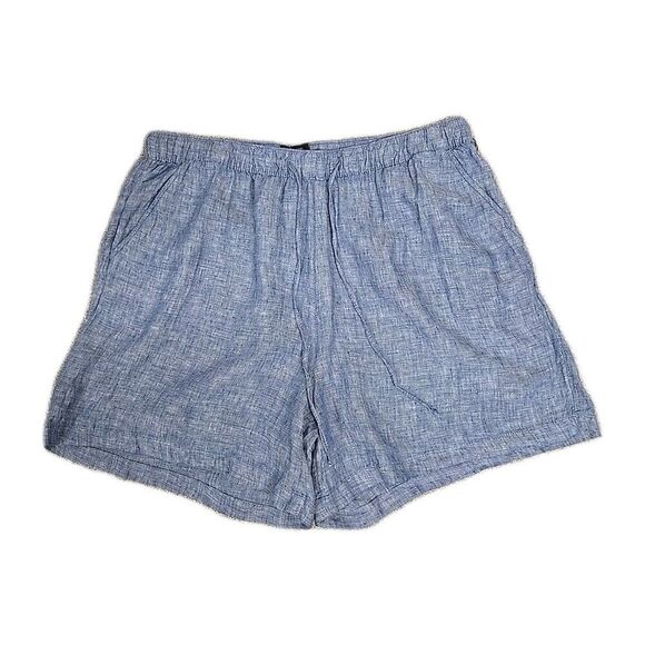Women's Tahari 100% Linen Shorts 6" Pockets Heathered Blue Women’s Size 1X NWT - Picture 1 of 7